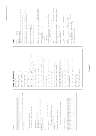 CreatedByeLmUNDOcABEZON©
Pagina475
Fraseo:
6-7---7---------------------------------------------
5--5---5--------------------------------------------
4---4---4---7---------------------------------------
3--------4-4-4s7-----7-----------4------------------
2---------------7-5-5-5s7-7-7-7-7--7-----7----------
1---------------------------------5-5-7-5-5s7-7-9-5-Fm7#
6taalaire
a)
Temiretristemente
Nohaymastiempoqueperder
b)
Estabaahí
Unmisilenmiplacard
miplacard
Unmodeloparaarmar,peronuncapara
desarmar
Elrasgadocambia.
c)
A9*B4*A9*G6
Aquítambién,
B4*A4*G6
ocreíasqueestabaslejos,
A9*B4*A9*G6
también
B4*A4*
Ocreíasqueestabaslejos
D9Em7serepitevariasveces
Acordesconfusos:
A9/F#*A7/4*A6+/9*Em7+*Fm7#*A9*B4*G6D9Em7
6-*------*------*-------*-----*-----*----*----*---*---*
5-9------7------9-------7-----9-----7----9----5---0---2
4-7------5------7-------5-----11----7----9----5---0---2
3-9------7------6-------4-----9-----6----7----4---2---0
2-0------0------0-------0-----10----0----7----0---3---3
1-0------0------0-------0-----9-----0----0----0---0---0
ZONADEPROMESAS
IntroenG.
GDGD
Mamásabebien
CDCD
perdíunabatalla
GDGD
quieroregresar
CDCD
soloabesarla
AmFD7
Noestamalsermidueñootravez
AmB7EmDA7
nitemerqueelríosangreycalme
C7B7EmD
alcontarlemisplegarias
GC9GC9Em7*DCG
GC9GC9Em7*D
Tardaenllegaryalfinal,alfinal
C
hayrecompensa
GC9GC9Em7*DCG
GDGDCDCD(x2)
Mamásabebien,pequeñaprincesa
cuandoregresé,todoquemaba
noestamalsumergirmeotravez
nitemerqueelríosangreycalme
sebucearensilencio
GC9GC9Em7*DCG
Tardaenllegaryalfinal,alfinal
hayrecompensa
GC9GC9Em7*DCG
Estribillo(x3)
GC9GC9
Em7*DCG
Enlazonadepromesas
ZOOM
Mi7=022130
Lasus9=x77600
Fa#m7sus4=x44200
Fa#7sus4=x44300(ojoconesteacorde,esmuy
parecidoaldearriba,noteconfundas)
Nota:Fijatecomolascuerdasalaire,siymi,son
lasqueledanel"feeling"alacancion.
MiFa#m7add4
Quierounzoomanatomico
MiFa#m7add4
quieroelfindelsecreto
MiFa#7sus4Lasus9
entretuslabiosdeplataymiaceroinolvidable
Mi7
quierounloop
Fa#m7sus4Mi
protagonico
Fa#m7add4Mi
Pruebaloyverasquetodossomosadictos
Fa#m7sus4
aestosjuegosdeartificio,voya
MiFa#7sus4Lasus9
Mi7
Sertumacro-pornointenso,loqueseducenunca
sueleestar
Fa#m7sus4Mi7
dondesepiensa
MiFa#m7sus4MiFa#m7sus4
Zoom
Sol#mLaMi
Poraquiyaestuve,telargasareir
Sol#mSiSisus4
entuscomisuras,dameunzoom
LaSol#mFa#mMiMi7
luz,camarayaccion.
 