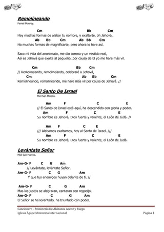 Cancionero Letras Y Acordes Iglesia Hecho Por Luis Lara