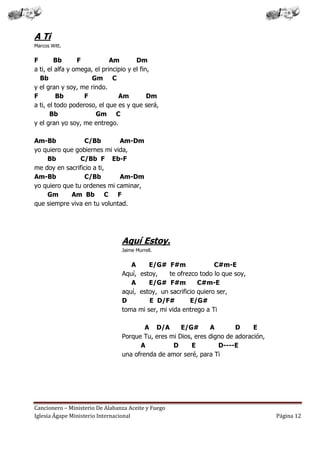Cancionero Letras Y Acordes Iglesia Hecho Por Luis Lara