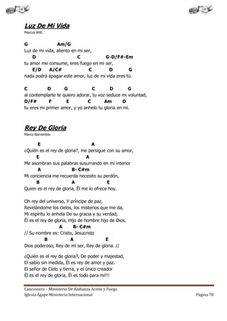 Cancionero Letras Y Acordes Iglesia Hecho Por Luis Lara