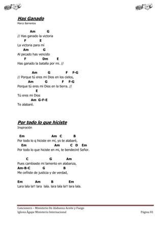 Cancionero Letras Y Acordes Iglesia Hecho Por Luis Lara