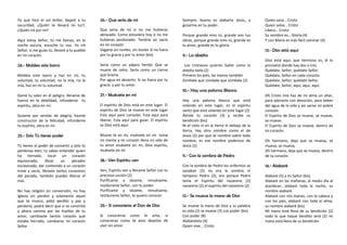 Yo que hice el sol brillar, Bajaré a tu      26.- Que sería de mí                         Siempre, bueno es alabarte Jesús, y           Quien sana… Cristo
oscuridad, ¿Quién te llevará mi luz?,                                                     gozarme en tu poder.                          Quien salva… Cristo
¿Quién irá por mi?                           Que sería de mí si no me hubieras                                                          Libera… Cristo
                                             abrazado. Como estuviera hoy si no me        Porque grande eres tú, grande son tus         Su nombre es… Gloria (4)
Aquí estoy Señor, tú me llamas, en la        hubieras perdonado. Tendría un vacío         obras, porque grande eres tú, grande es       Y con María es más fácil caminar (4)
noche oscura, escuche tu voz. Yo iré         en mi corazón                                tu amor, grande es tu gloria.
Señor, si me guías tú, llevaré a tu pueblo   Vagaría sin rumbo, sin ilusión Si no fuera                                                 13.- Dios está aquí
en mi corazón.                               por tu gracia y por tu amor (bis)            9.- La abejita
                                                                                                                                        Dios está aquí, que hermoso es, él lo
24.- Moldea este barro                       Sería como un pájaro herido Que se            Los cristianos quieren bailar como la        prometió donde hay dos o tres
                                             muere de celos. Sería como un ciervo         abejita baila (2)                             Quédate, Señor; quédate Señor.
Moldea este barro y haz en mí, tu            que brama                                    Primero los pies, las manos también           Quédate, Señor en cada corazón.
voluntad, tu voluntad, no la mía, no la      Por agua en desierto. Si no fuera por tu     Zúmbale que zúmbale que zúmbale (2)           Quédate, Señor; quédate Señor.
mía, haz en mí tu voluntad.                  gracia y por tu amor.                                                                      Quédate, Señor; aquí, aquí, aquí.
                                                                                          10.- Hay una paloma Blanca
Dame tu valor en el peligro, lléname de      27.- Muévete en mí                                                                         Oh Cristo mío haz de mi alma un altar,
fuerza en la debilidad, infúndeme tu                                                      Hay una paloma blanca que está                para adorarte con devoción, para beber
espíritu, obra en mí.                        El espíritu de Dios está en este lugar El    volando en este lugar, es el espíritu         del agua de la vida y así saciar mi pobre
                                             espíritu de Dios se mueve en este lugar      santo que está volando en este lugar (2)      corazón.
Guíame por sendas de alegría, hazme          Esta aquí para consolar, Esta aquí para      Ábrele tu corazón (3) y recibe su             El Espíritu de Dios se mueve, se mueve,
constructor de la felicidad, infúndeme       liberar, Esta aquí para guiar, El espíritu   bendición (bis)                               se mueve.
tu espíritu, obra en mí.                     se Dios está aquí.                           Ni el cielo ni en la tierra ni debajo de la   El Espíritu de Dios se mueve, dentro de
                                                                                          tierra, hay otro nombre como el de            mi corazón.
25.- Solo Tú tienes poder                    Mueve te en mi, muévete en mi toma           Jesús (2) por que se nombre sobre todo
                                             mi mente y mi corazón llena mi vida de       nombre, es ese nombre poderoso de             Oh hermano, deja que se mueva, se
Tú tienes el poder de convertir y solo tú    tu amor muévete en mi, Dios espíritu,        Jesús (2)                                     mueva, se mueva,
perdonas bien, tu sabes entender quien       muévete en mí                                                                              Oh hermano, deja que se mueva, dentro
ha herrado, tocar un corazón                                                              11.- Con la sombra de Pedro                   de tu corazón.
equivocado,       librar   un     pecador    28.- Ven Espíritu ven
esclavizado, dar contenido a un corazón                                                   Con la sombra de Pedro los enfermos se        14.- Alabaré
triste y vacío, libraste tantos corazones    Ven, Espíritu ven y lléname Señor con tu     sanaban (2) no era la sombra ni
del pecado, también puedes liberar el        preciosa unción (2)                          tampoco Pedro (2), era porque Pedro           Alabaré (5) a mi Señor (bis)
mío.                                         Purifícame y lávame, renuévame,              tenía el Espíritu del nazareno (2)            Alabaré en las mañanas, al medio día al
                                             restáurame Señor, con tu poder.              nazareno (2) el espíritu del nazareno (2)     atardecer, alabaré toda la noche, su
No hay religión sin conversión, no hay       Purifícame y lávame, renuévame,                                                            nombre alabaré.
iglesia sin perdón y solamente aquel         restáurame Señor, te quiero conocer.         12.- Se mueve la mano de Dios                 Alabaré con mis manos, con la cabeza y
que te invoco, pidió perdón y paz y                                                                                                     con los pies, alabaré con toda el alma,
perdonó, podrá decir que si se convirtió     29.- Si conocieras el Don de Dios            Se mueve la mano de Dios y su palabra         su nombre alabaré (bis)
y ahora camina por las huellas de tu                                                      es vida (2) se mueve (3) con poder (bis)      Mi mano está llena de su bendición (2)
amor, cambiaste tantos corazón que           Si conocieras como te amo, si                Con poder (8)                                 todo lo que toque bendito será (2) mi
estaba herrado, cambiaras mi corazón         conocieras como te amo dejarías de           Alabándote (4)                                mano está llena de su bendición.
Señor                                        vivir sin amor.                              Quien vive... Cristo
 