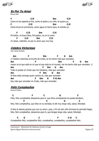 Cancionero letras y acordes iglesia hecho por luis lara