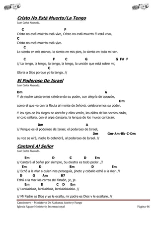 Cancionero letras y acordes iglesia hecho por luis lara