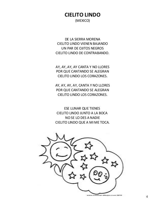 Letra De La Cancion Cielito Lindo Original Y Completa