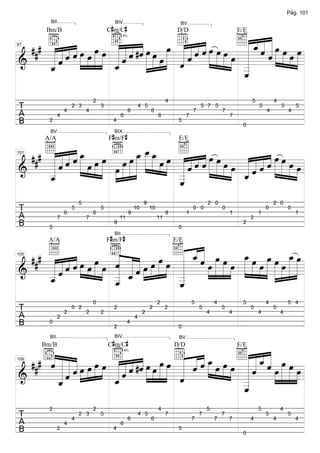 Pág. 101


                                            C#m/C#
          BII                                 BIV                                     BV



      b« « « »œ q« « « œ œ D« « « œ »œ E« _ ˆ « œ »œ »œ       «««
                                              « « « « »» »œ « ˆ « « »»
                                                              «
         Bm/B                                                                        D/D                              E/E

                         « « « #ˆ »                 ˆ » »œ « « « ˆ »» »» »œ »»
  ### « « « « œ »œ »» »œ « « « « » œ »»» « « « « » » »
      « « « « »»» » » »» « « ˆ « »» »»» œ »» « « ˆ » » » » «« ««
      ««ˆˆ» » » » ««                    »»» » « « » » » » _ « » » »» =
                                              «ˆ            «     «
97



======================»»
&     ««
      «ˆ                 «ˆ
                         «        »» »        ˆ
                                              «             «
                                                            «
      _
      ˆ
      «                  _
                         «
                         ˆ                                  «
                                                            _
                                                            «
                                                            _
                                                            ˆ
                                                            «

                                    2                                           4                                           5           4
T                   4
                        2 3
                                4
                                        3
                                                        6
                                                                4 5
                                                                      6                       7
                                                                                                  5 7 5
                                                                                                              7
                                                                                                                                5
                                                                                                                                    4
                                                                                                                                            5
                                                                                                                                                4
                                                                                                                                                    5
A               4                                   6                      6              7                       7
B         2                                   4                                      5
                                                                                                                       0

                                            F#m/F#
          BV                                  BIX




                                    »»»»œ _ œ » « « « « »»» »
                                          œ »»
                                          »»»
  ### A « « « _ »œ »œ s»œ »»œ _ _ _ »œ »œ E« « ˆ œ »œ »œ « « « « œ »œ »œ
        A/A                                                                          E/E

       ««««œ
       « « « « »»»»
       « « ˆ » » » » œ »» »» »» »»» »»» »» »» « « « « »» »» »» »œ « « ˆ ˆ »»»»» »»» »» =
       « « « ˆ » »œ » »»
       «ˆ                                       « « ˆ « » » « « « « » »œ
                                                                  « « « « » »»
101




      _«
       «            » » » »»» »» »» »
======================
&                                               «ˆ
                                                «
                                                _             » » _« «
                                                                  «ˆ
      _ˆ
       «                                        «
                                                _
                                                «
                                                _                 ˆ
                                                                  «
                                                ˆ
                                                «
                            5                                    9                                    2 0                               2 0
T                   6
                        5
                                    6
                                        5
                                                        9
                                                            10        10
                                                                                9         1
                                                                                              0 0             0
                                                                                                                  1             1
                                                                                                                                    0           0
                                                                                                                                                    1
A               7               7                 11                       11                                               2
B                                             9                                                                        2


                                            F#m/F#
          5                                                                          0
                                              BII



      A« « « »œ s « « »œ E _ « »œ »œ _ »œ œ œ _ »»œ
                                             « ««
                           « « « »œ »» »œ « « « »œ »» » »œ »œ » œ »»» »» »œ »»»»œ »
          A/A                                                                       E/E


  ### « « « « œ »          « «               « ««
                                               ˆ
              »»» »œ »» »œ ˆ « « »»œ »» » »» « « » »» »» » »»»» »» »» »» »» » » »»
      «««« » » « «« »      «                 « ˆ
      « «ˆ ˆ » » » _ _ˆ » »                  «
105



======================
&     ««
      _
      « ˆ                  « «
                           « ˆ
                           «                 «
                                             «
                                             _    » » » » » » » »» »» »» =        »
      _
      ˆ
      «                    _
                           «
                           _
                           ˆ
                           «                 «
                                             _
                                             «
                                             _
                                             ˆ
                                             «
                                    0                                      2                  5           4            5            4           5 4
T                   2
                        0 2
                                2       2
                                              2
                                                                 2
                                                                      2         2                 5
                                                                                                      4
                                                                                                              5
                                                                                                                  4
                                                                                                                            5
                                                                                                                                4
                                                                                                                                        5
                                                                                                                                            4
A               2                                           4
B         0
                                              2
                                                        4
                                                                                     0


                                            C#m/C#
          BII                                 BIV                                    BV



         «««
       #b « « «         q« « « œ œ œ D « « _ »œ E« « _ ˆ »œ »œ   ««ˆ«
                                                                   ««« »
                                                                     «
       Bm/B                                                                         D/D                               E/E


  #   # ««««
         ˆ
         «        »œ »œ « « « #ˆ »» œ »»» »»» « « « »»» »œ »» »œ « « « « œ » » »œ
                               « »            « « « »œ
                                                  ˆ » » «« «»
    « « « »œ »œ »»» »» « « « « »» »» »» » « « » » » « « « » »» »» »
                                              « ˆ
    « « « »» »»
        ˆ               ««ˆ                                      «ˆ » =
                                            » «
109



&   ««
    « ˆ
======================  «ˆ
                        «                     «
                                              ˆ
                                              «                  «
                                                                 «         » » »
    _           «
                ˆ       _
                        ˆ
                        «                                        _                                                     «
                                                                                                                       _
                                                                                                                       «
                                                                                                                       _
                                                                                                                       ˆ
                                                                                                                       «
          2                         2                                      4                          5                         5           4
T                       4
                            2 3         5
                                                        6
                                                                4 5
                                                                      6
                                                                                7
                                                                                              7
                                                                                                  7
                                                                                                          7
                                                                                                              7
                                                                                                                  7         4
                                                                                                                                    5
                                                                                                                                        4
                                                                                                                                                5
                                                                                                                                                    4
A                   4                               6
B               2                             4                                      5
                                                                                                                       0
 