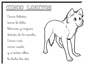 Cinco lobitos
tiene la loba
blancos y negros
detrás de la escoba.
Cinco crió,
cinco cuidó,
y a todos ellos
la leche les dio.
 