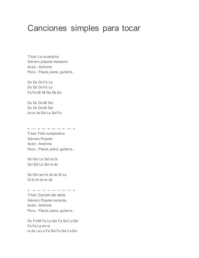 Canciones Simples Para Tocar Canciones Simples Para Tocar