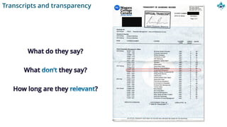 Transcripts and transparency
 
