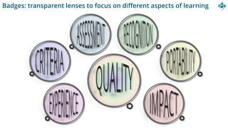 Badges: transparent lenses to focus on different aspects of learning
 
