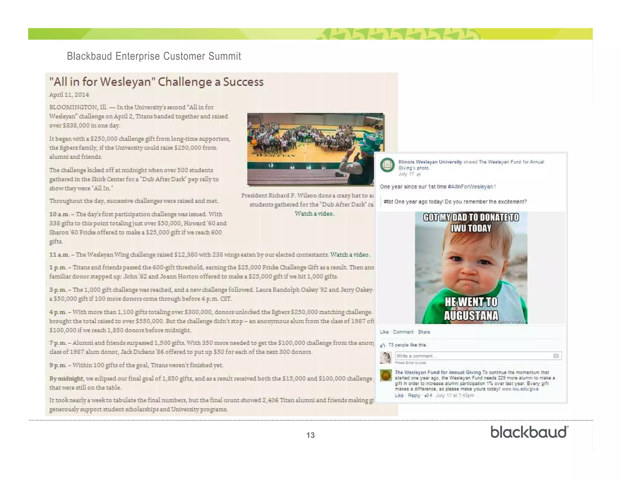 )
13
Blackbaud Enterprise Customer Summit
 