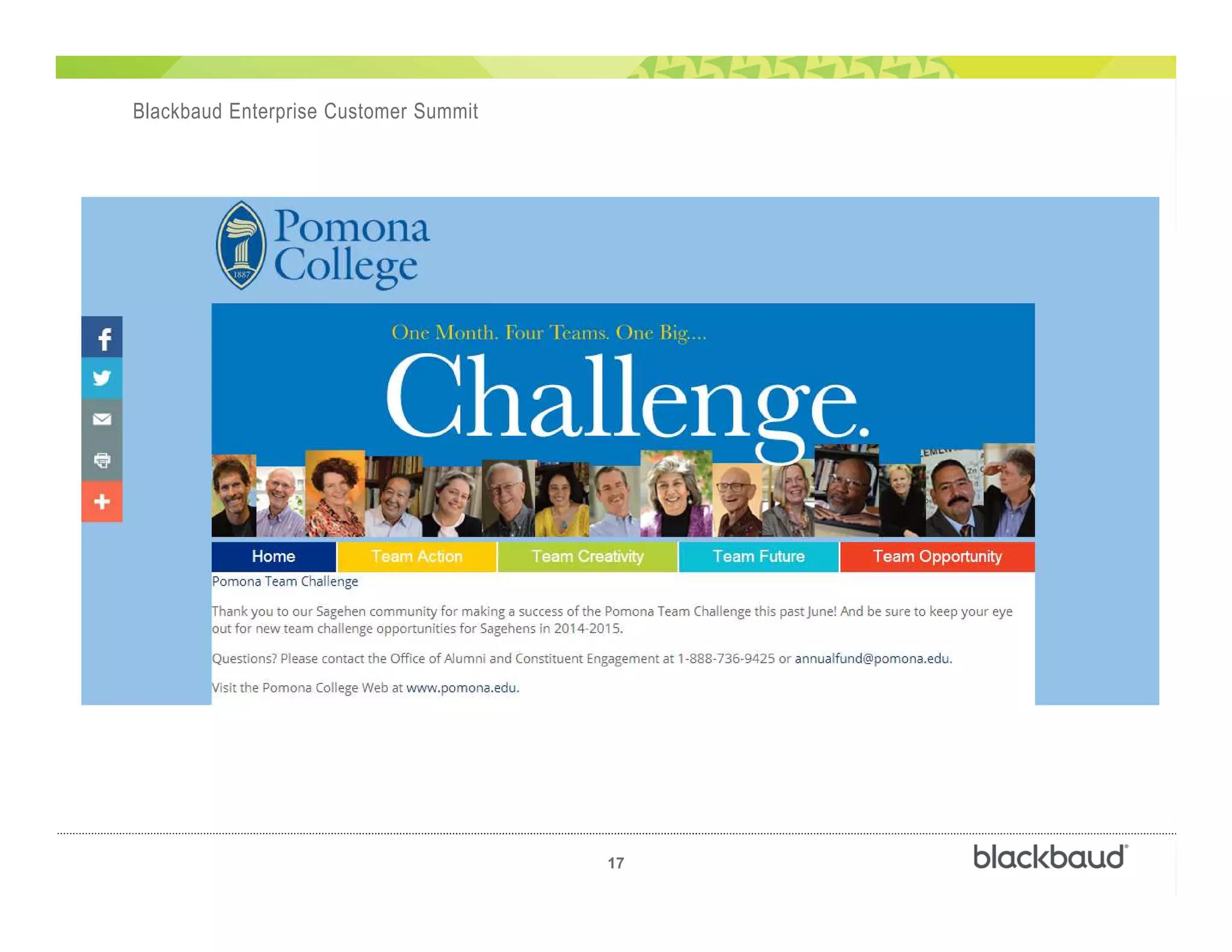 )
17
Blackbaud Enterprise Customer Summit
 