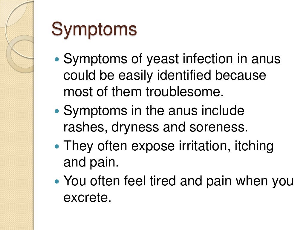 Candida and yeast infection in anus