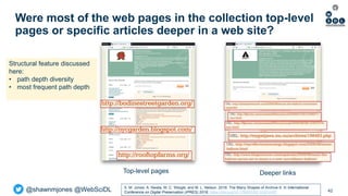@shawnmjones @WebSciDL
Were most of the web pages in the collection top-level
pages or specific articles deeper in a web s...