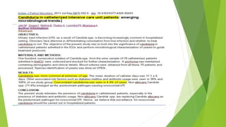 Candida in icu and diagnosis DR M.L. PRASHANTH MD IDCCM | PPTX