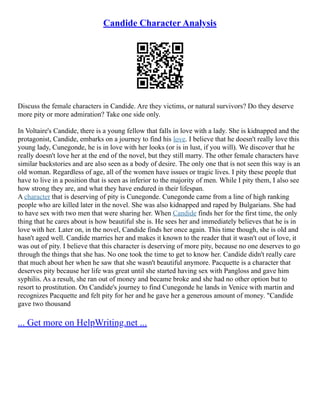 Candide Character Analysis | PDF