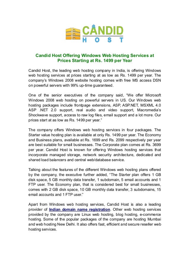 Candid Host Offering Windows Web Hosting Services At Prices Starting Images, Photos, Reviews