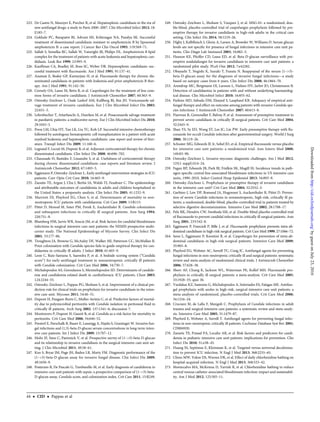 223. De Castro N, Mazoyer E, Porcher R, et al. Hepatosplenic candidiasis in the era of
new antifungal drugs: a study in Paris 2000–2007. Clin Microbiol Infect 2012; 18:
E185–7.
224. Gokhale PC, Barapatre RJ, Advani SH, Kshirsagar NA, Pandya SK. Successful
treatment of disseminated candidiasis resistant to amphotericin B by liposomal
amphotericin B: a case report. J Cancer Res Clin Oncol 1993; 119:569–71.
225. Sallah S, Semelka RC, Sallah W, Vainright JR, Philips DL. Amphotericin B lipid
complex for the treatment of patients with acute leukemia and hepatosplenic can-
didiasis. Leuk Res 1999; 23:995–9.
226. Kauffman CA, Bradley SF, Ross SC, Weber DR. Hepatosplenic candidiasis: suc-
cessful treatment with ﬂuconazole. Am J Med 1991; 91:137–41.
227. Anaissie E, Bodey GP, Kantarjian H, et al. Fluconazole therapy for chronic dis-
seminated candidiasis in patients with leukemia and prior amphotericin B ther-
apy. Am J Med 1991; 91:142–50.
228. Cornely OA, Lasso M, Betts R, et al. Caspofungin for the treatment of less com-
mon forms of invasive candidiasis. J Antimicrob Chemother 2007; 60:363–9.
229. Ostrosky-Zeichner L, Oude Lashof AM, Kullberg BJ, Rex JH. Voriconazole sal-
vage treatment of invasive candidiasis. Eur J Clin Microbiol Infect Dis 2003;
22:651–5.
230. Lehrnbecher T, Attarbaschi A, Duerken M, et al. Posaconazole salvage treatment
in paediatric patients: a multicentre survey. Eur J Clin Microbiol Infect Dis 2010;
29:1043–5.
231. Poon LM, Chia HY, Tan LK, Liu TC, Koh LP. Successful intensive chemotherapy
followed by autologous hematopoietic cell transplantation in a patient with acute
myeloid leukemia and hepatosplenic candidiasis: case report and review of liter-
ature. Transpl Infect Dis 2009; 11:160–6.
232. Legrand F, Lecuit M, Dupont B, et al. Adjuvant corticosteroid therapy for chronic
disseminated candidiasis. Clin Infect Dis 2008; 46:696–702.
233. Chaussade H, Bastides F, Lissandre S, et al. Usefulness of corticosteroid therapy
during chronic disseminated candidiasis: case reports and literature review. J
Antimicrob Chemother 2012; 67:1493–5.
234. Eggimann P, Ostrosky-Zeichner L. Early antifungal intervention strategies in ICU
patients. Curr Opin Crit Care 2010; 16:465–9.
235. Zaoutis TE, Argon J, Chu J, Berlin JA, Walsh TJ, Feudtner C. The epidemiology
and attributable outcomes of candidemia in adults and children hospitalized in
the United States: a propensity analysis. Clin Infect Dis 2005; 41:1232–9.
236. Marriott DJ, Playford EG, Chen S, et al. Determinants of mortality in non-
neutropenic ICU patients with candidaemia. Crit Care 2009; 13:R115.
237. Pittet D, Monod M, Suter PM, Frenk E, Auckenthaler R. Candida colonization
and subsequent infections in critically ill surgical patients. Ann Surg 1994;
220:751–8.
238. Blumberg HM, Jarvis WR, Soucie JM, et al. Risk factors for candidal bloodstream
infections in surgical intensive care unit patients: the NEMIS prospective multi-
center study. The National Epidemiology of Mycosis Survey. Clin Infect Dis
2001; 33:177–86.
239. Troughton JA, Browne G, McAuley DF, Walker MJ, Patterson CC, McMullan R.
Prior colonisation with Candida species fails to guide empirical therapy for can-
didaemia in critically ill adults. J Infect 2010; 61:403–9.
240. Leon C, Ruiz-Santana S, Saavedra P, et al. A bedside scoring system (“Candida
score”) for early antifungal treatment in nonneutropenic critically ill patients
with Candida colonization. Crit Care Med 2006; 34:730–7.
241. Michalopoulos AS, Geroulanos S, Mentzelopoulos SD. Determinants of candide-
mia and candidemia-related death in cardiothoracic ICU patients. Chest 2003;
124:2244–55.
242. Ostrosky-Zeichner L, Pappas PG, Shoham S, et al. Improvement of a clinical pre-
diction rule for clinical trials on prophylaxis for invasive candidiasis in the inten-
sive care unit. Mycoses 2011; 54:46–51.
243. Dupont H, Paugam-Burtz C, Muller-Serieys C, et al. Predictive factors of mortal-
ity due to polymicrobial peritonitis with Candida isolation in peritoneal ﬂuid in
critically ill patients. Arch Surg 2002; 137:1341–6; discussion 7.
244. Montravers P, Dupont H, Gauzit R, et al. Candida as a risk factor for mortality in
peritonitis. Crit Care Med 2006; 34:646–52.
245. Presterl E, Parschalk B, Bauer E, Lassnigg A, Hajdu S, Graninger W. Invasive fun-
gal infections and (1,3)-beta-D-glucan serum concentrations in long-term inten-
sive care patients. Int J Infect Dis 2009; 13:707–12.
246. Mohr JF, Sims C, Paetznick V, et al. Prospective survey of (1–>3)-beta-D-glucan
and its relationship to invasive candidiasis in the surgical intensive care unit set-
ting. J Clin Microbiol 2011; 49:58–61.
247. Koo S, Bryar JM, Page JH, Baden LR, Marty FM. Diagnostic performance of the
(1–>3)-beta-D-glucan assay for invasive fungal disease. Clin Infect Dis 2009;
49:1650–9.
248. Posteraro B, De Pascale G, Tumbarello M, et al. Early diagnosis of candidemia in
intensive care unit patients with sepsis: a prospective comparison of (1–>3)-beta-
D-glucan assay, Candida score, and colonization index. Crit Care 2011; 15:R249.
249. Ostrosky-Zeichner L, Shoham S, Vazquez J, et al. MSG-01: a randomized, dou-
ble-blind, placebo-controlled trial of caspofungin prophylaxis followed by pre-
emptive therapy for invasive candidiasis in high-risk adults in the critical care
setting. Clin Infect Dis 2014; 58:1219–26.
250. Digby J, Kalbﬂeisch J, Glenn A, Larsen A, Browder W, Williams D. Serum glucan
levels are not speciﬁc for presence of fungal infections in intensive care unit pa-
tients. Clin Diagn Lab Immunol 2003; 10:882–5.
251. Hanson KE, Pfeiffer CD, Lease ED, et al. Beta-D-glucan surveillance with pre-
emptive anidulafungin for invasive candidiasis in intensive care unit patients: a
randomized pilot study. PLoS One 2012; 7:e42282.
252. Obayashi T, Negishi K, Suzuki T, Funata N. Reappraisal of the serum (1–>3)-
beta-D-glucan assay for the diagnosis of invasive fungal infections—a study
based on autopsy cases from 6 years. Clin Infect Dis 2008; 46:1864–70.
253. Arendrup MC, Bergmann OJ, Larsson L, Nielsen HV, Jarlov JO, Christensson B.
Detection of candidaemia in patients with and without underlying haematolog-
ical disease. Clin Microbiol Infect 2010; 16:855–62.
254. Parkins MD, Sabuda DM, Elsayed S, Laupland KB. Adequacy of empirical anti-
fungal therapy and effect on outcome among patients with invasive Candida spe-
cies infections. J Antimicrob Chemother 2007; 60:613–8.
255. Piarroux R, Grenouillet F, Balvay P, et al. Assessment of preemptive treatment to
prevent severe candidiasis in critically ill surgical patients. Crit Care Med 2004;
32:2443–9.
256. Shan YS, Sy ED, Wang ST, Lee JC, Lin PW. Early presumptive therapy with ﬂu-
conazole for occult Candida infection after gastrointestinal surgery. World J Surg
2006; 30:119–26.
257. Schuster MG, Edwards JE Jr, Sobel JD, et al. Empirical ﬂuconazole versus placebo
for intensive care unit patients: a randomized trial. Ann Intern Med 2008;
149:83–90.
258. Ostrosky-Zeichner L. Invasive mycoses: diagnostic challenges. Am J Med 2012;
125(1 suppl):S14–24.
259. Fagan RP, Edwards JR, Park BJ, Fridkin SK, Magill SS. Incidence trends in path-
ogen-speciﬁc central line-associated bloodstream infections in US intensive care
units, 1990–2010. Infect Control Hosp Epidemiol 2013; 34:893–9.
260. Ostrosky-Zeichner L. Prophylaxis or preemptive therapy of invasive candidiasis
in the intensive care unit? Crit Care Med 2004; 32:2552–3.
261. Garbino J, Lew DP, Romand JA, Hugonnet S, Auckenthaler R, Pittet D. Preven-
tion of severe Candida infections in nonneutropenic, high-risk, critically ill pa-
tients: a randomized, double-blind, placebo-controlled trial in patients treated by
selective digestive decontamination. Intensive Care Med 2002; 28:1708–17.
262. Pelz RK, Hendrix CW, Swoboda SM, et al. Double-blind placebo-controlled trial
of ﬂuconazole to prevent candidal infections in critically ill surgical patients. Ann
Surg 2001; 233:542–8.
263. Eggimann P, Francioli P, Bille J, et al. Fluconazole prophylaxis prevents intra-ab-
dominal candidiasis in high-risk surgical patients. Crit Care Med 1999; 27:1066–72.
264. Senn L, Eggimann P, Ksontini R, et al. Caspofungin for prevention of intra-ab-
dominal candidiasis in high-risk surgical patients. Intensive Care Med 2009;
35:903–8.
265. Playford EG, Webster AC, Sorrell TC, Craig JC. Antifungal agents for preventing
fungal infections in non-neutropenic critically ill and surgical patients: systematic
review and meta-analysis of randomized clinical trials. J Antimicrob Chemother
2006; 57:628–38.
266. Shorr AF, Chung K, Jackson WL, Waterman PE, Kollef MH. Fluconazole pro-
phylaxis in critically ill surgical patients: a meta-analysis. Crit Care Med 2005;
33:1928–35; quiz 36.
267. Vardakas KZ, Samonis G, Michalopoulos A, Soteriades ES, Falagas ME. Antifun-
gal prophylaxis with azoles in high-risk, surgical intensive care unit patients: a
meta-analysis of randomized, placebo-controlled trials. Crit Care Med 2006;
34:1216–24.
268. Cruciani M, de Lalla F, Mengoli C. Prophylaxis of Candida infections in adult
trauma and surgical intensive care patients: a systematic review and meta-analy-
sis. Intensive Care Med 2005; 31:1479–87.
269. Playford E, Webster A, Sorrell T. Antifungal agents for preventing fungal infec-
tions in non-neutropenic critically ill patients. Cochrane Database Syst Rev 2001;
CD004920.
270. Zaoutis TE, Prasad PA, Localio AR, et al. Risk factors and predictors for candi-
demia in pediatric intensive care unit patients: implications for prevention. Clin
Infect Dis 2010; 51:e38–45.
271. Huang SS, Septimus E, Kleinman K, et al. Targeted versus universal decoloniza-
tion to prevent ICU infection. N Engl J Med 2013; 368:2255–65.
272. Climo MW, Yokoe DS, Warren DK, et al. Effect of daily chlorhexidine bathing on
hospital-acquired infection. N Engl J Med 2013; 368:533–42.
273. Montecalvo MA, McKenna D, Yarrish R, et al. Chlorhexidine bathing to reduce
central venous catheter-associated bloodstream infection: impact and sustainabil-
ity. Am J Med 2012; 125:505–11.
44 • CID • Pappas et al
byguestonJuly23,2016http://cid.oxfordjournals.org/Downloadedfrom
 