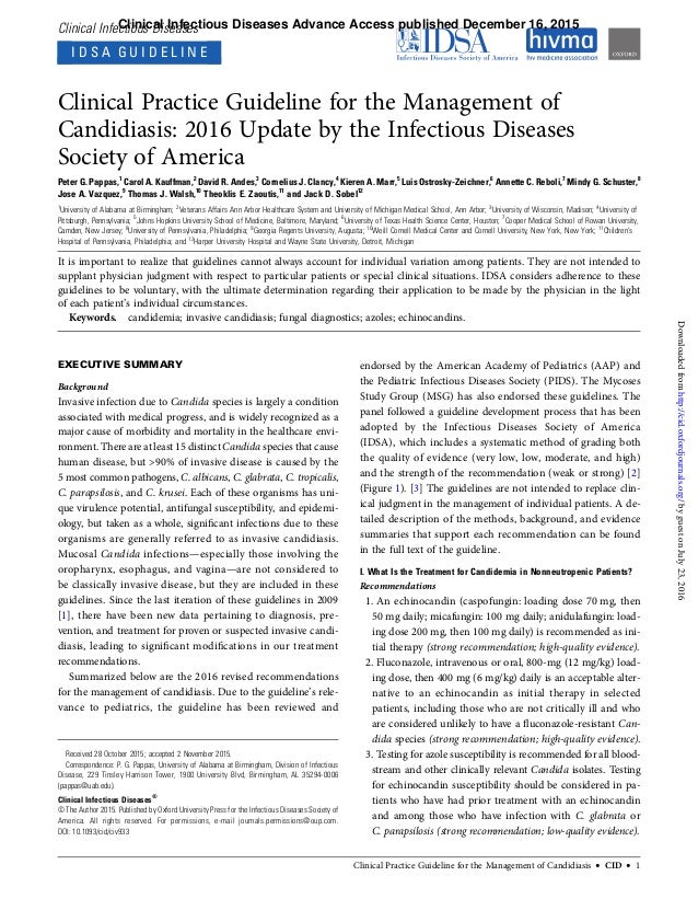 CANDIDIASIS 2016 GUIA IDSA