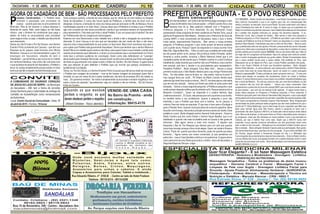 10 03CIDADE CIDADE
BAÚ DE MINAS
Rua 15 de Novembro, 340 - Centro - Itacoatiara /Am
Distribuidor Exclusivo
baudeminas@hotmail.com
PéVista
ITACOATIARA - 11 DE ABRIL DE 2015 ITACOATIARA - 11 DE ABRIL DE 2015PG PGCANDIRU CANDIRU
100% -Bijoux
Rua Eduardo Ribeiro, nº 2165-B - Centro ao lado do Hotel Fredson
Telefone - 99110-6314 - 99110-6299
-
-
-
-
-
-
-
-
-
-
-
-
ESPECIALISTA EM MEDICINA MILENAR
Quer ficar Elegante? - É só fazer Massagem Estética
GESSOTERAPIA - Redutora e Modeladora - Drenagem Linfática
Rua Estrada Stone, nº 539 - Jauary I - Tel: (92) 99180-9852
SANDÁLIAS Cultivo de Mudas em
Viveiro Florestais.
Preparo de Áreas
Aluguel de Máquinas
Corte e transportes de Biomassa
PREFEITURA PERGUNTA - E O POVO RESPONDESem censura!
Fila dos trabalhadores
Fila dos políticos
BRASIL
TV CANDIRU
ll
A COMUNIDADE DO SAGRADO CORAÇÃO
DE JESUS DO LAGO DE SERPA – do Município
de Itacoatiara – AM, tem a honra de convidar
Vossa Senhoria para a solenidade de entrega da
Certidão de Autodefinição como remanescente
deQuilombos.
Local: Centro Social da Comunidade – Data: 11
deabrilde2015–Horário:19horas
CONVITE
________________
AGORA OS CADADÃOS DE BEM - SÃO PROCESSADOS PELO PREFEITO
(Albert Einstein - físico alemão)
ll l
VENDE-SE UMA CASA
No Bairro da Prainha - ainda
em construção...
Informação: 99415-4176
Diney
 