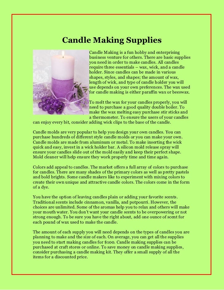 Candle making supplies