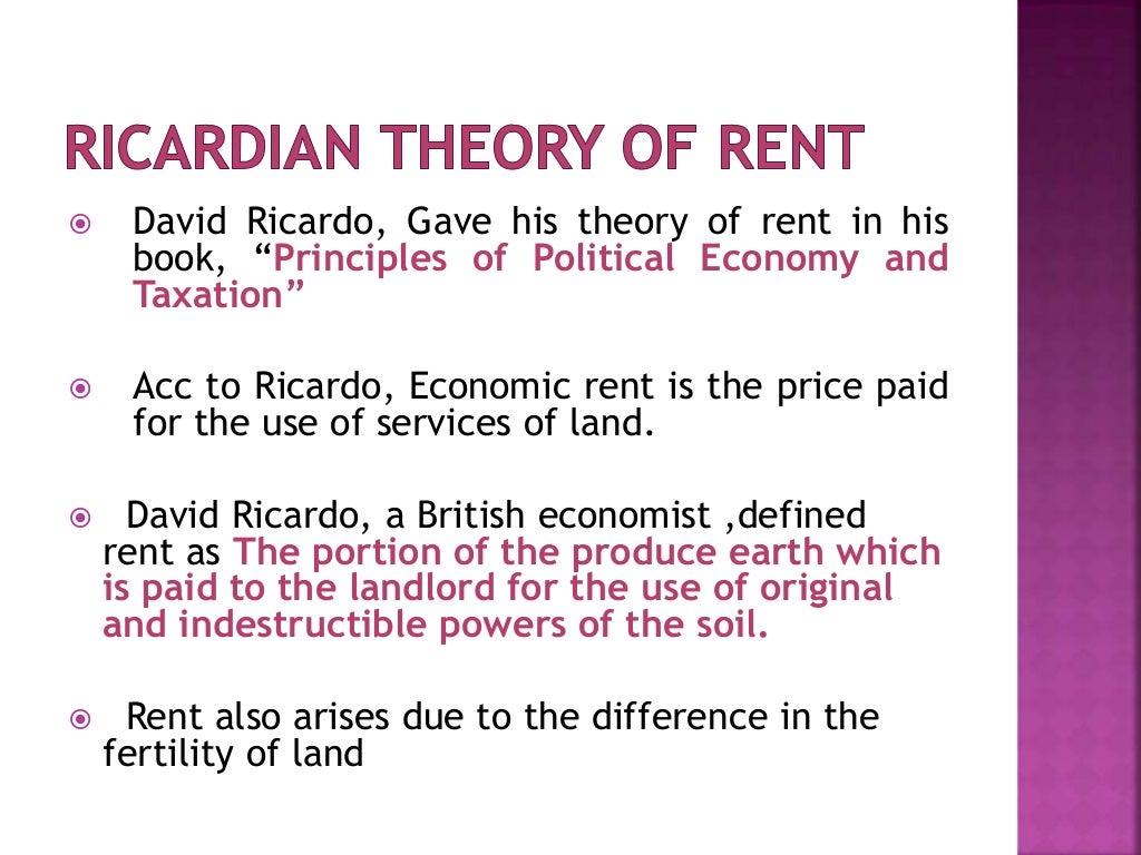 david ricardo theory of rent by karampreet