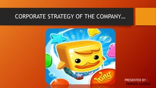 CORPORATE STRATEGY OF THE COMPANY…
PRESENTED BY :
PARIDHI JAJODIA
 