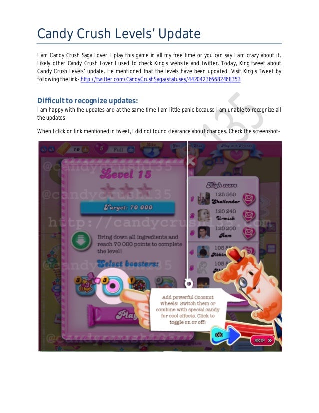Candy Crush Saga Updates King's Tweet