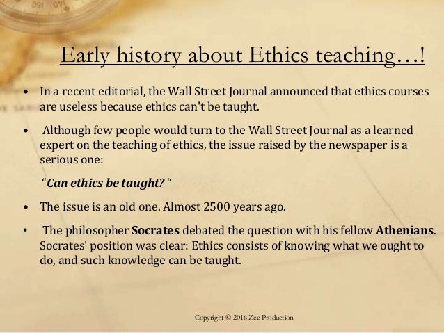 Can ethics be taught
