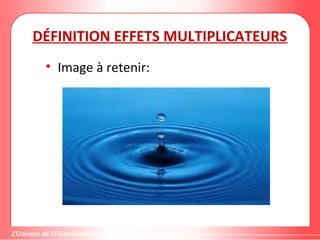 DÉFINITION EFFETS MULTIPLICATEURS
• Image à retenir:
 