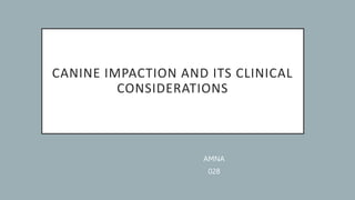 CANINE IMPACTION AND ITS CLINICAL
CONSIDERATIONS
AMNA
028
 
