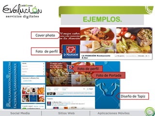 EJEMPLOS.
13
Foto de perfil
Foto de perfil
Foto de Portada
Cover photo
Diseño de Tapiz
 