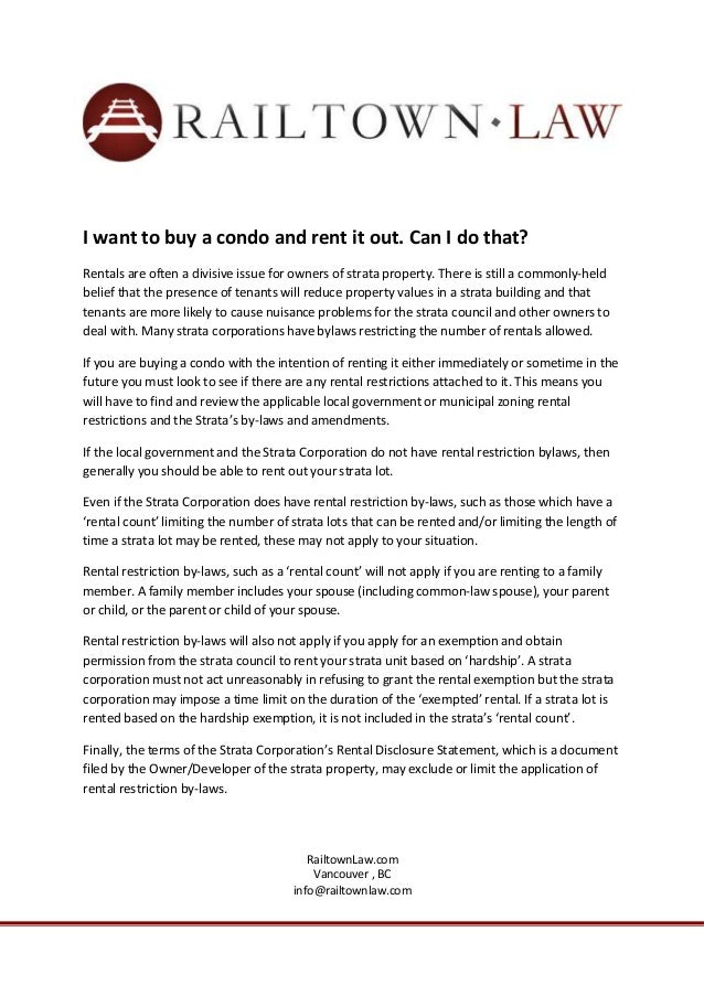 Can I Rent Out My Condo in BC?