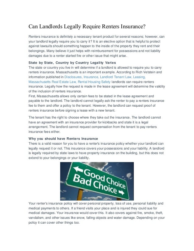 Can landlords legally require renters insurance?