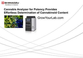 Cannabis Analyzer for Potency Provides
Effortless Determination of Cannabinoid Content
GrowYourLab.com
 