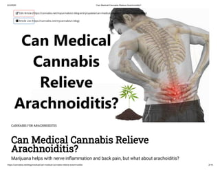 Can Medical Cannabis Help with Arachnoiditis?