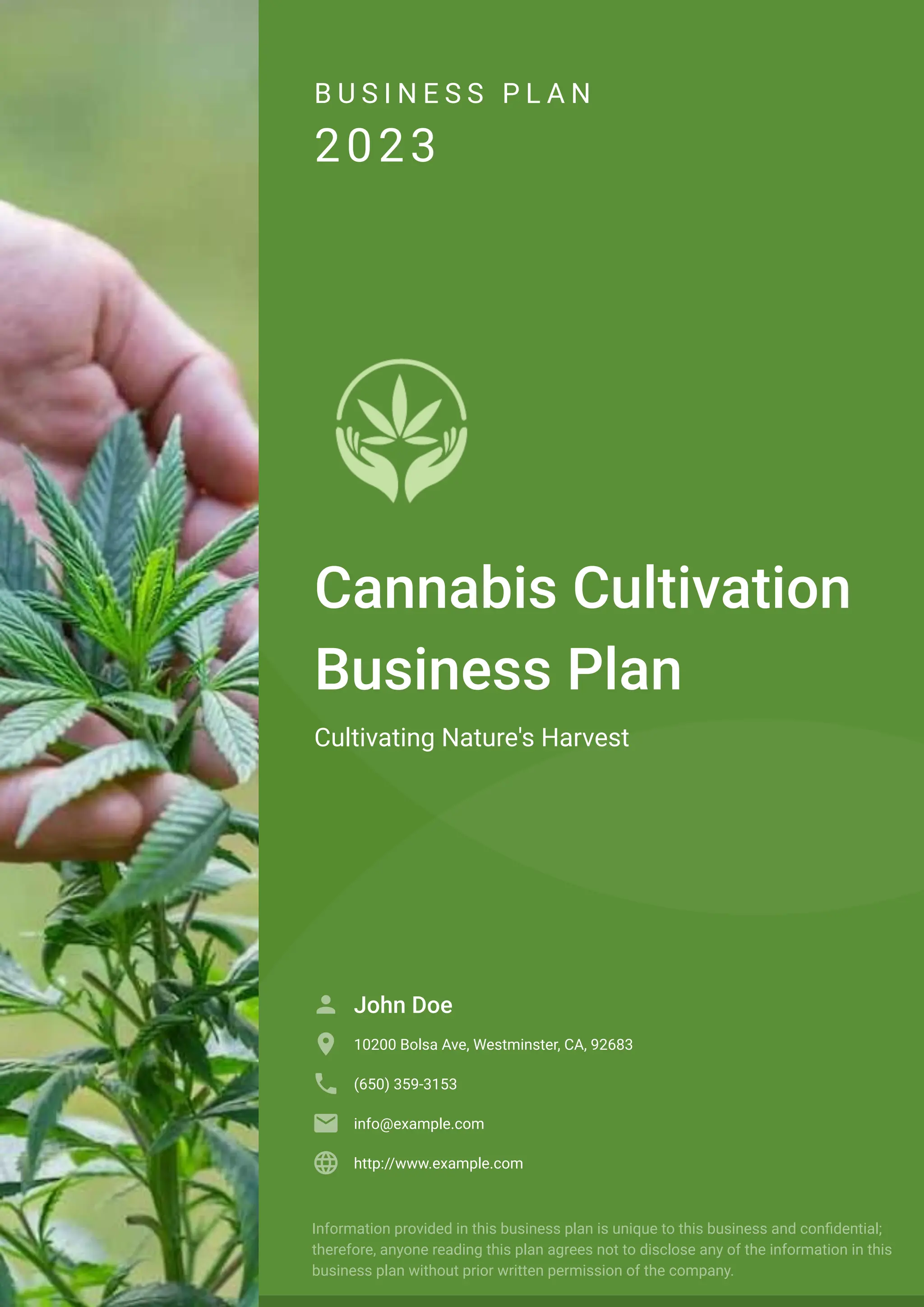 Cannabis Cultivation Business Plan Example PDF