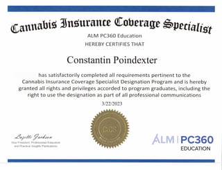Cannabis Insurance Coverage Specialist Diploma (Constantin Poindexter)