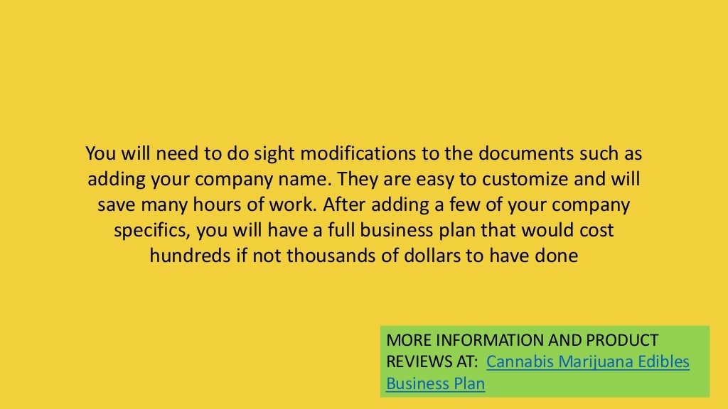 Cannabis Marijuana Edibles Company Business Plan Template
