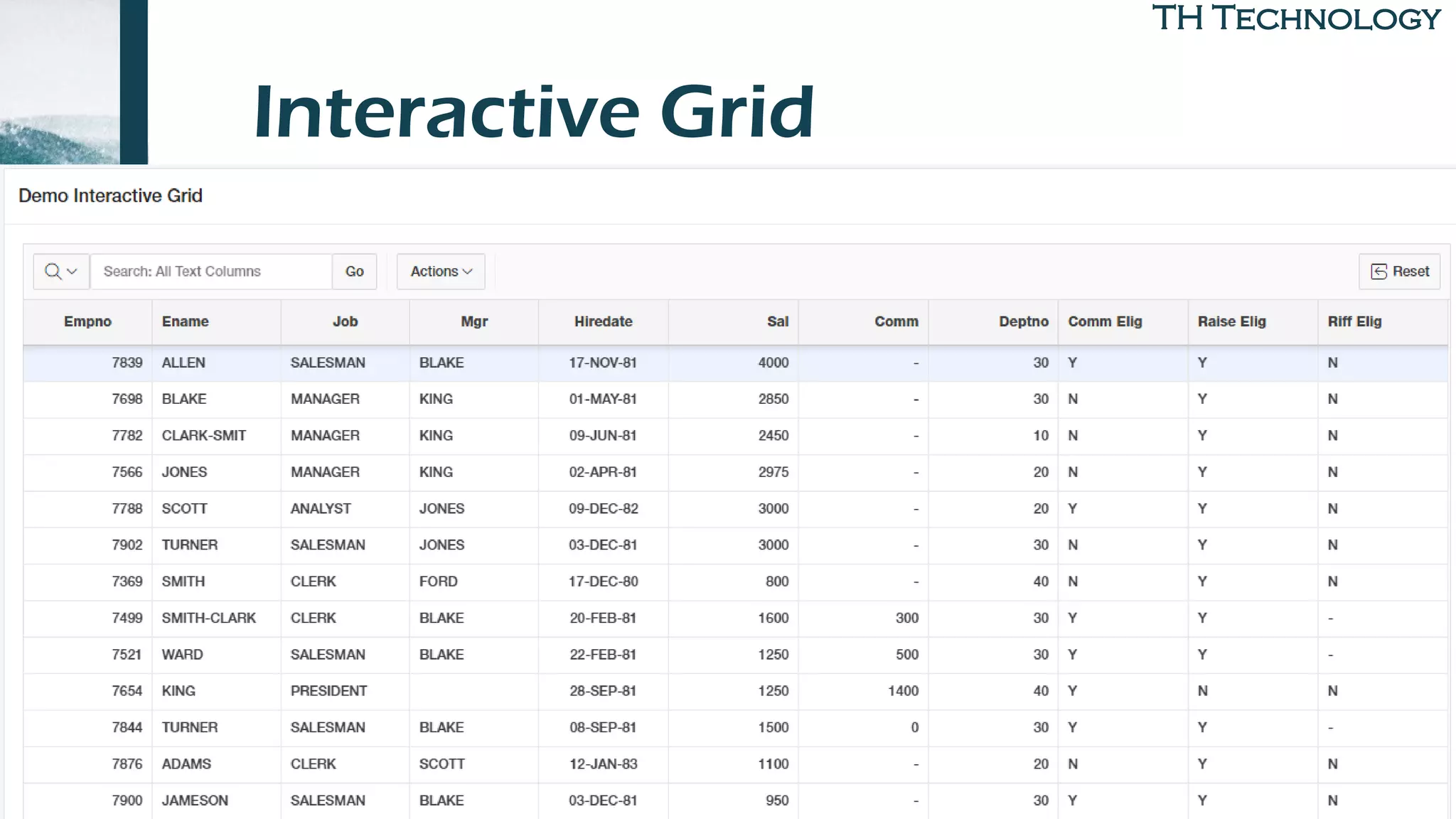TH TechnologyTH Technology
Interactive Grid
• Add image here – looks pretty
much the same
 