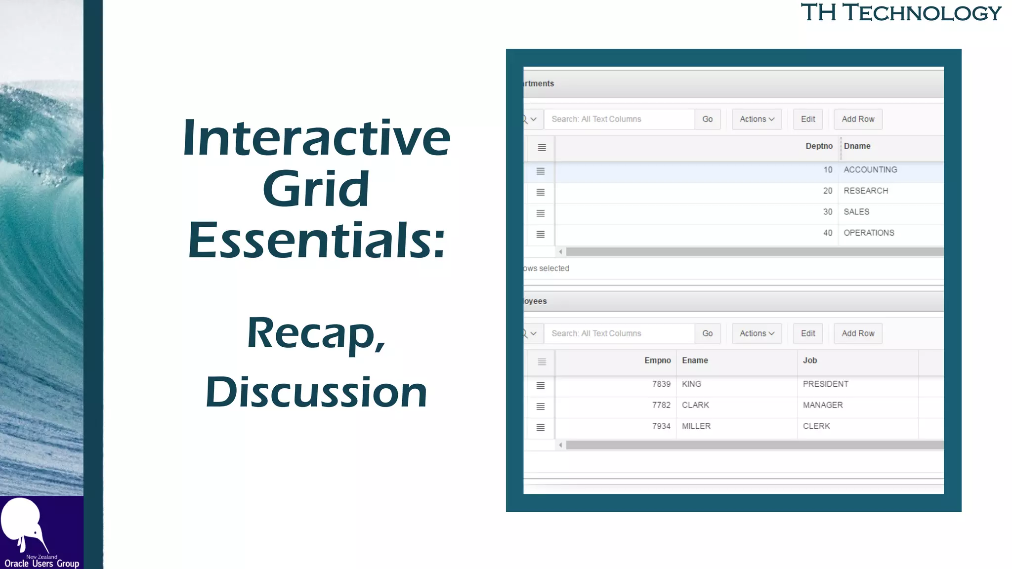 TH Technology
Interactive
Grid
Essentials:
to Build
Recap,
Discussion
 