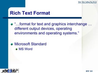 RTF Primer: Building and RTF Document | PDF