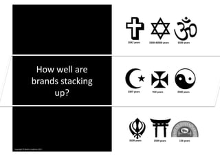 2042	
  years	
       3300-­‐40000	
  years	
     3500	
  years	
  




                             How	
  well	
  are	
  
                            brands	
  stacking	
  
                                 up?	
                1387	
  years	
          910	
  years	
           2500	
  years	
  




                                                        3509	
  years	
          2509	
  years	
          126	
  years	
  


Copyright	
  ©	
  Mar0n	
  Lindstrom	
  2011	
  
 