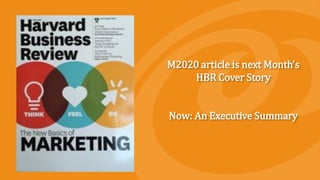 M2020 article is next Month’s
HBR Cover Story
Now: An Executive Summary
 