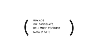 BUY ADS
SELL MORE PRODUCT
BUILD DISPLAYS
MAKE PROFIT
 