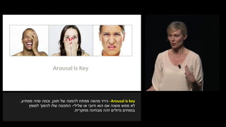 Arousal is key-‫תוכן‬ ‫של‬ ‫להפצה‬ ‫מפתח‬ ‫מהווה‬ ‫גירוי‬,‫מפתיע‬ ‫שזה‬ ‫וכמה‬,
‫שלילי‬ ‫או‬ ‫חיובי‬ ‫הוא‬ ‫אם‬ ‫משנה‬ ‫ממש‬ ‫לא‬-‫למופץ‬ ‫להפוך‬ ‫שלו‬ ‫התכונה‬
‫מחקרית‬ ‫מבחינה‬ ‫זהה‬ ‫גדולים‬ ‫בנפחים‬.
 