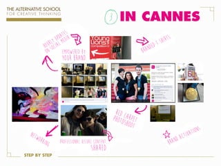 3. IN CANNES
tes a
pda edi
ly ual m
our oci
h s
on
empowered by

ed t
and

irts
sh

br

your brand

red c
photo arpet
shoot
netw

orki

ng

STEP BY STEP

professional visual content,

shared

TIONS
TIVA

B

D AC
RAN

 