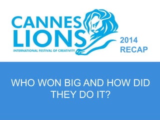 2014
RECAP
WHO WON BIG AND HOW DID
THEY DO IT?
 