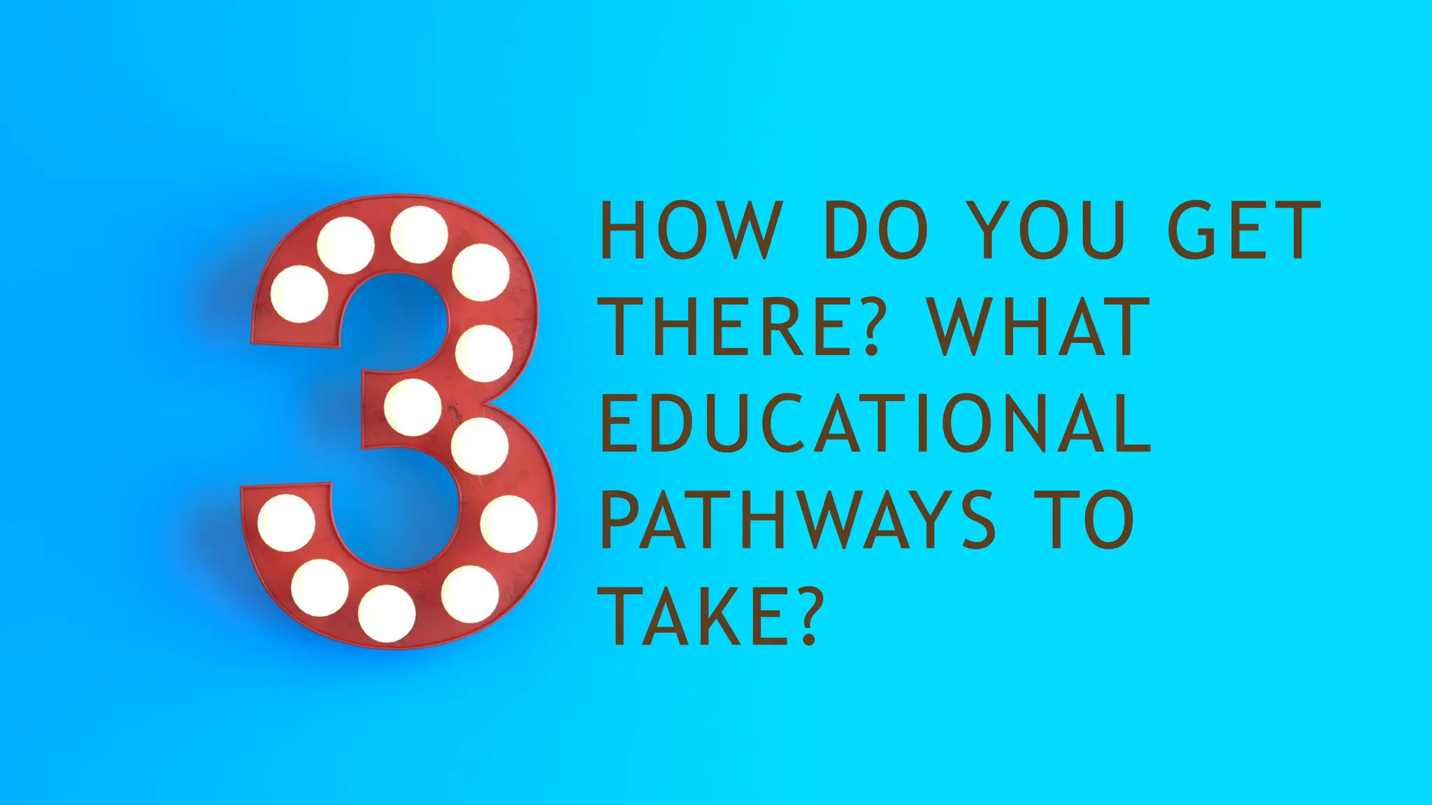 HOW DO YOU GET
THERE? WHAT
EDUCATIONAL
PATHWAYS TO
TAKE?
 
