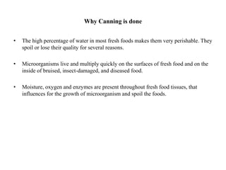Perishable Tissue canning process in technology of processed food | PDF